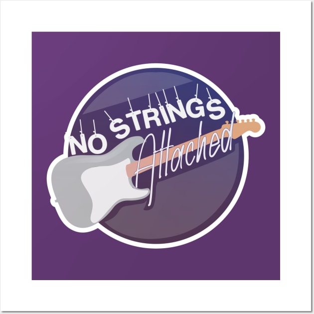 No Strings Attached - Guitar Illustration Wall Art by WaltTheAdobeGuy